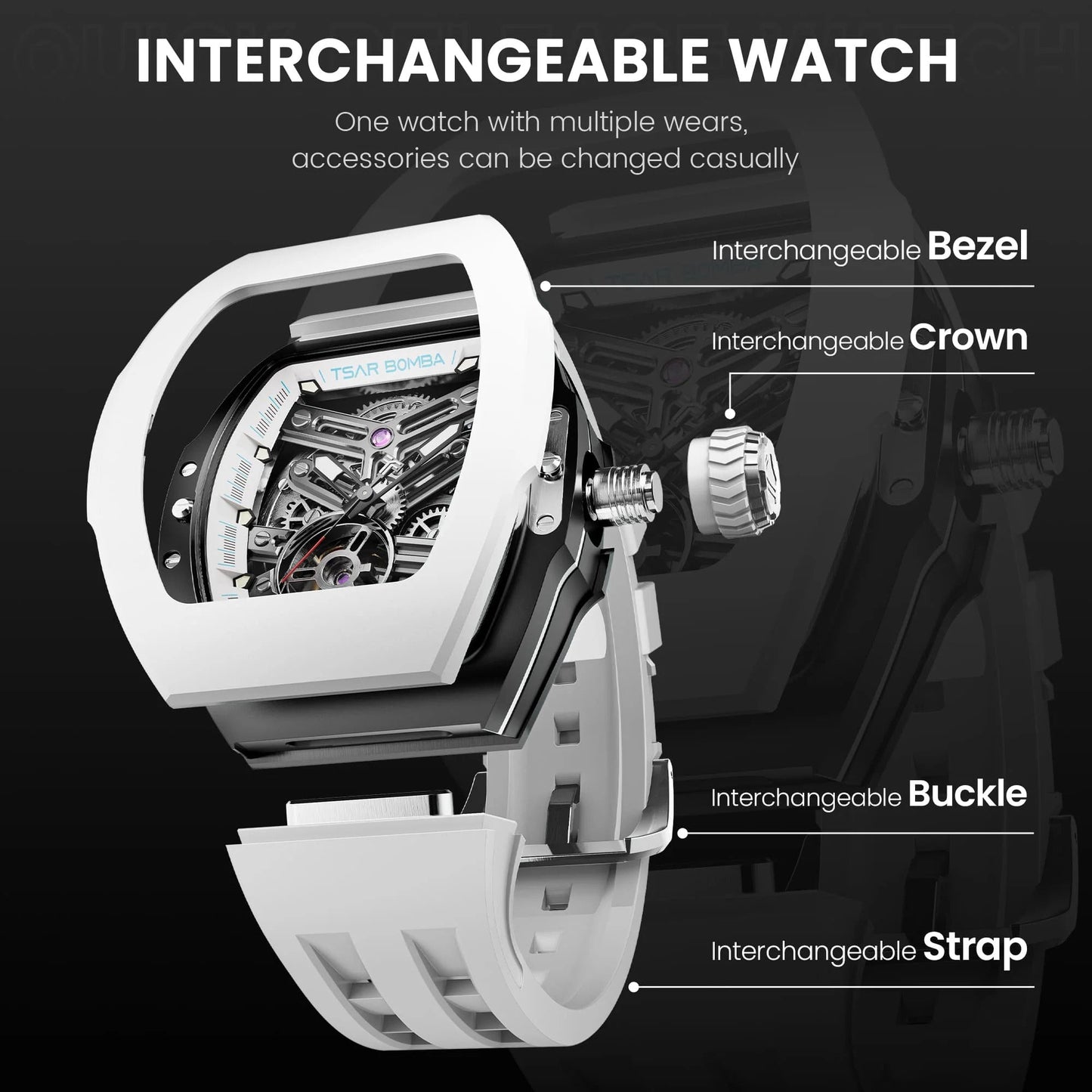 Atomic Interchangeable Automatic Watch Combo (7-in-1) – Luxury Automatic Timepiece Set | ساعة أوتوماتيك فاخرة 7×1 قابلة للتبديل