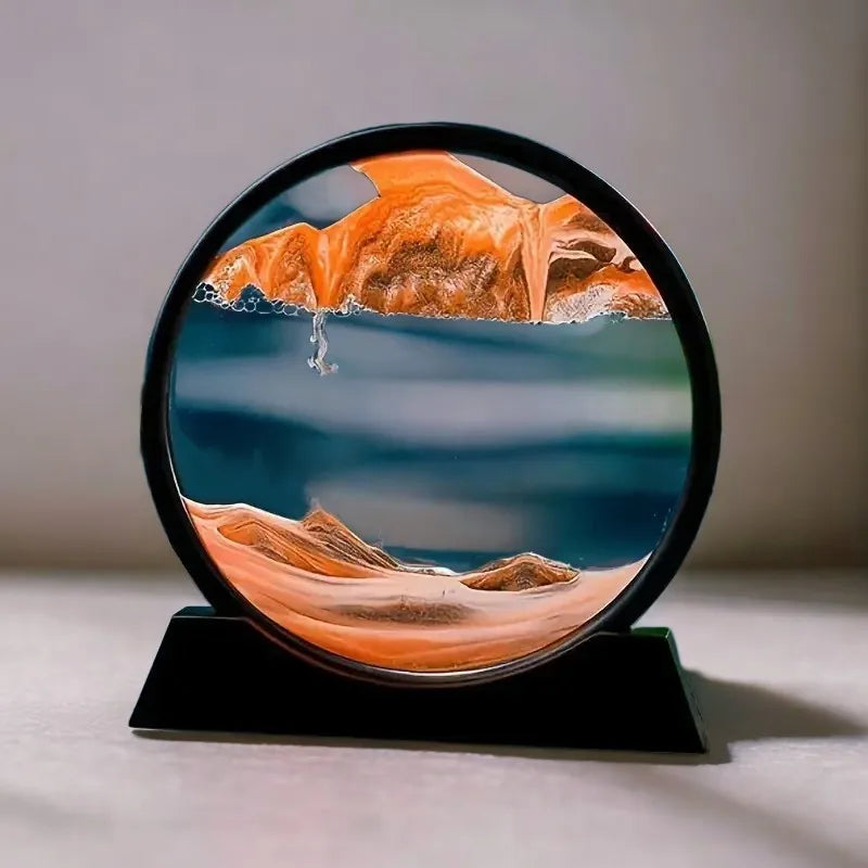 3D Sand Art - Round Glass Deep Sea Sandscape - مرطب الهواء